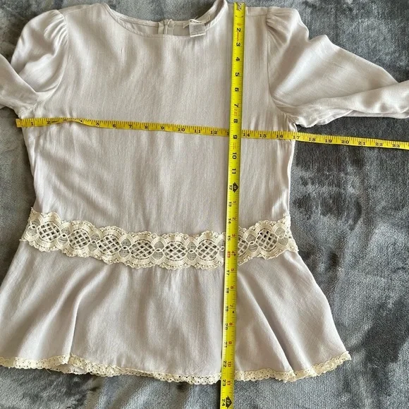 Esley Flare Sleeve Shirt Women's Size Small Lace Trim Cowgirl Western Bohemian - Picture 8 of 11